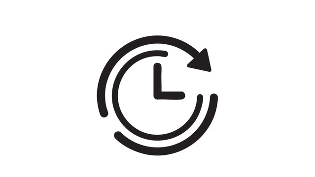 Circular arrow with clock hands representing time renewal concept