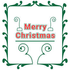 Decorative Merry Christmas Holiday Greeting with Green Ornate Frame