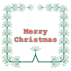 Merry Christmas Greeting Card with Elegant Green Foliage Border