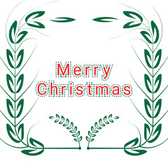 Merry Christmas Greeting Card Frame with Green Leaves