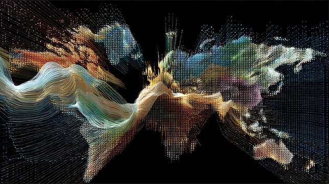 A digital tapestry weaving glowing threads into predictions of world events. (1)