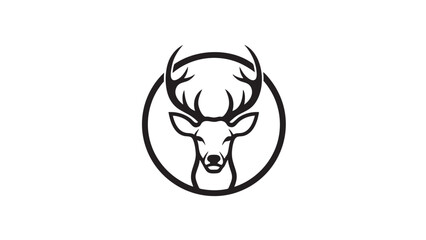 Obraz premium Minimalist deer head logo with antlers in circular frame