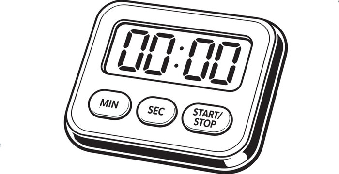 Digital Kitchen Timer Line Art Illustration eps