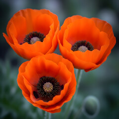 Fototapeta premium Vibrant orange poppies in full bloom