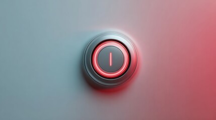 Glowing red power button with half lit background gradient