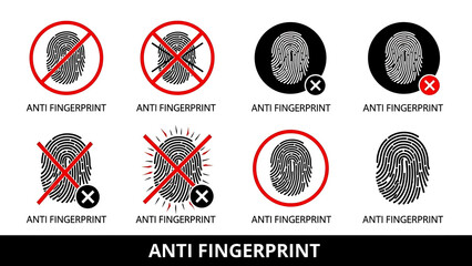 anti fingerprint icons set for web and mobile applications transparent background