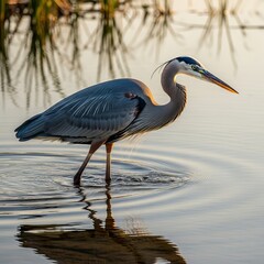 Capture a heron&rsquo;s slow deliberate steps in shallow water poise