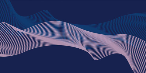 Fototapeta premium Blend Thin Line Blue White Abstract Memphis Geometric Wide Banner Design Background