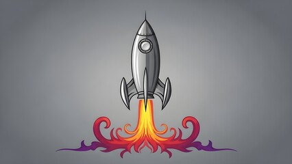 A high-quality digital illustration of a sleek, modern spaceship. The design features sharp aerodynamic fins, a metallic hull with blue and purple gradients, and vibrant orange rim lighting that creat