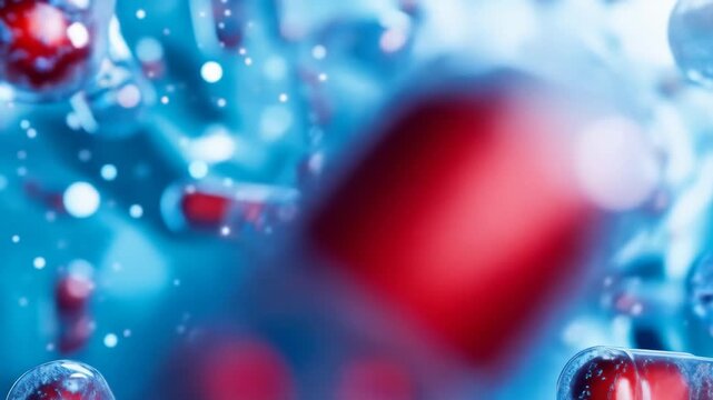 Abstract microscopic illustration of a cell with complex internal structures