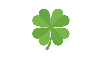 Four-leaf clover with vibrant green leaves on a white background.