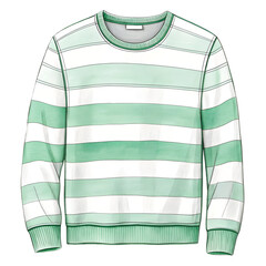 Watercolor Striped Long Sleeve Sweater isolated on a transparent background