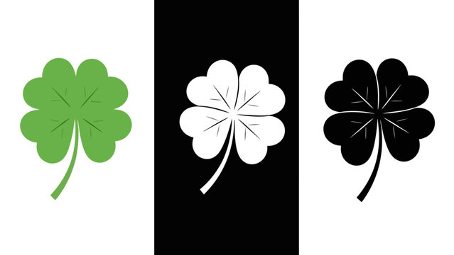 Three stylized four-leaf clovers, each with a different color scheme, against a contrasting background.