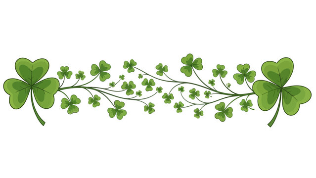 A decorative border of shamrocks and vines on a white background.