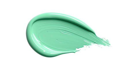 Minty smear. Thick glossy turquoise paint on black backdrop