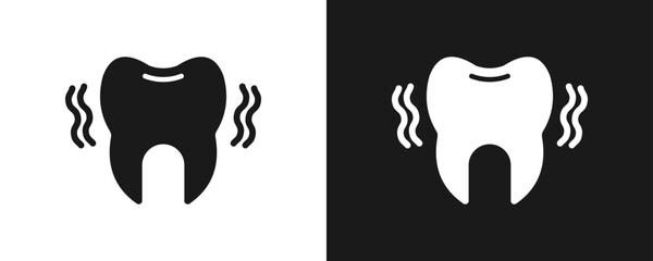 Sensitive Tooth Icon Set Glyph In White And Black Background