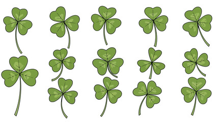 A collection of shamrocks, symbols of St. Patrick's Day.