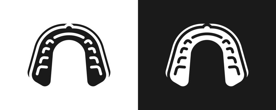 Mouth Guard Icon Set Glyph In White And Black Background