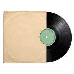 Vintage Vinyl Record and Sleeve isolated on a transparent background
