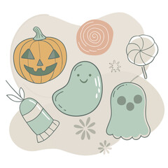 Fototapeta premium Whimsical halloween illustration