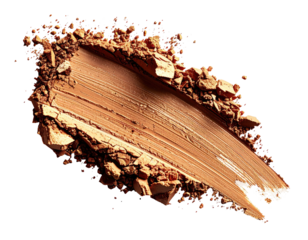 Tan powder smudge with textures on a black background