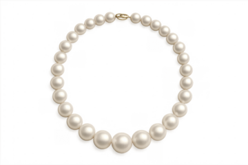 Pearl necklace creating circle shape with gold clasp