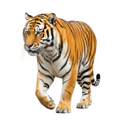 Fototapeta premium Majestic tiger in motion isolated on transparent background
