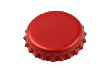 Red crown cork bottle cap on transparent background