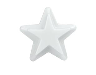 Puffy, white star against a stark black backdrop