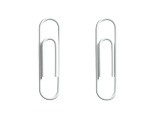 Two shiny, metallic paperclips on a stark black background