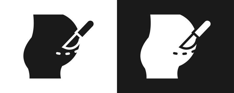Cesarean Section Icon Set Glyph In White And Black Background