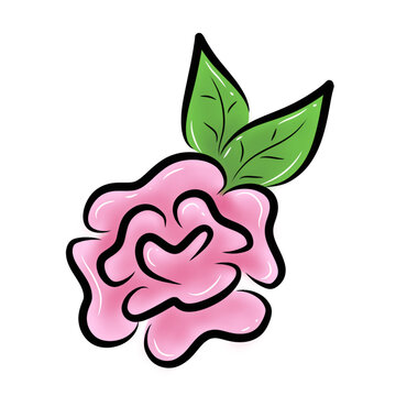 Hand Drawn Floral Illustration with Flowers and Leaves