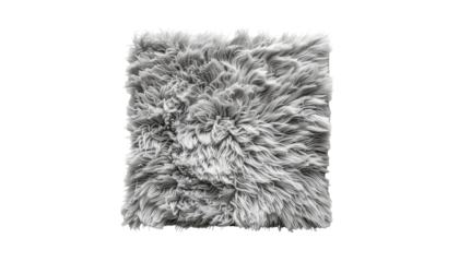 Soft gray shag rug or pillow, square shaped