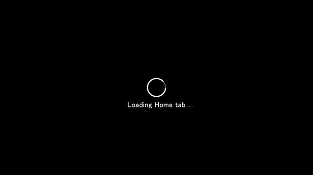 Abstract modern, progress, Loading home tab Animation with Circular on black background. Progress bar loading home tab text with circle motion graphic animation.