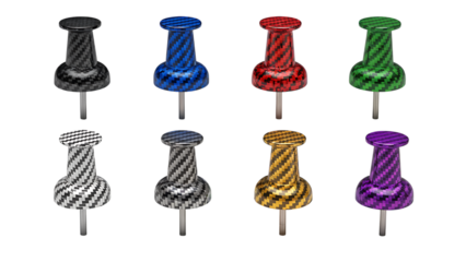 Eight Realistic Pushpins in Various Colors and Textures