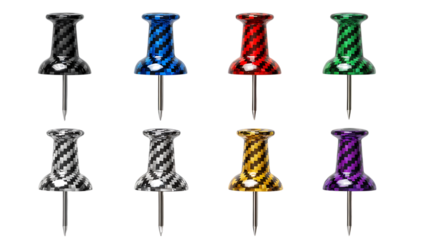 Collection of Realistic Textured Pushpins in Various Colors