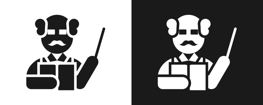 Teacher Icon Set Glyph In White And Black Background