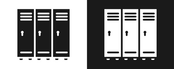 Locker Icon Set Glyph In White And Black Background
