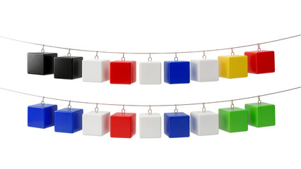 Colorful 3D Cubes Garland Banner on Transparent Background