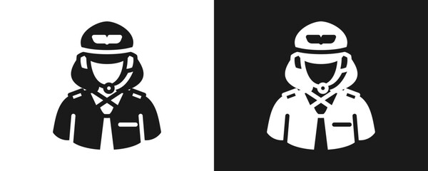 Pilot Icon Set Glyph In White And Black Background © hans_ts