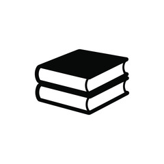 Two Stacked Books Icon in Black and White, Education, Reading, Knowledge and Learning Symbol Illustration