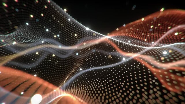 A colorful wave of light with a dark background. Smooth neural light patterns symbolizing ai restorative tools soft glow flowing threads minimal elegant ai driven mental health tools