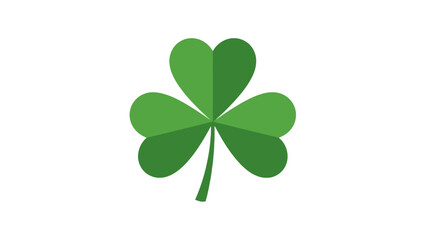 A simple, stylized green shamrock with three heart-shaped leaves and a stem, set against a plain white background.