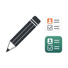 Pencil with User Profile and Checklist Icons