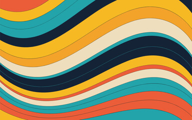 Obraz premium Colorful Wavy Lines Background in Red Yellow Blue and Black