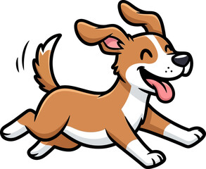 Obraz premium Happy Cartoon Dog Running and Playing Outdoors Joyful Puppy Vector Illustration