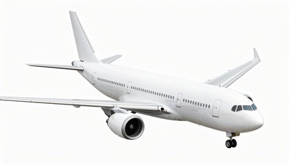 Obraz premium Modern White Commercial Airplane Flying Against a Clear Sky with Dynamic Movement and Power
