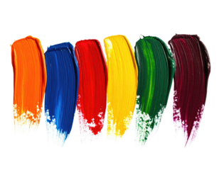 Vivid brushstrokes in rainbow colors on black