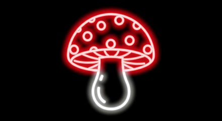 A neon icon of a mushroom. 