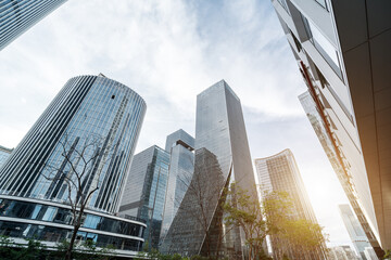 Low angle shot of skyscrapers, Shenzhen, China
